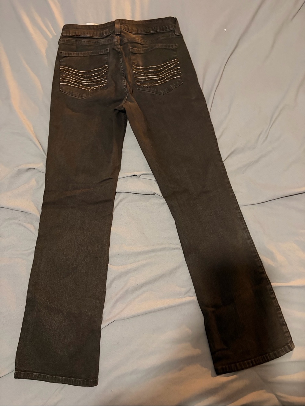NYDJ Black Boot Cut Jeans with Decorative Rinestone Back Stitching